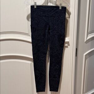 Navy Floral Patterned Leggings